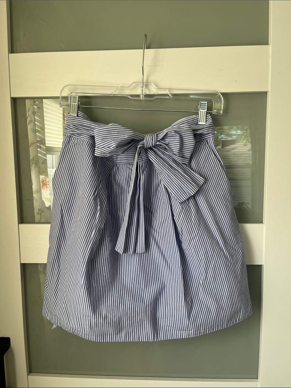 J. Crew Blue and White Striped Skirt with Waist Tie